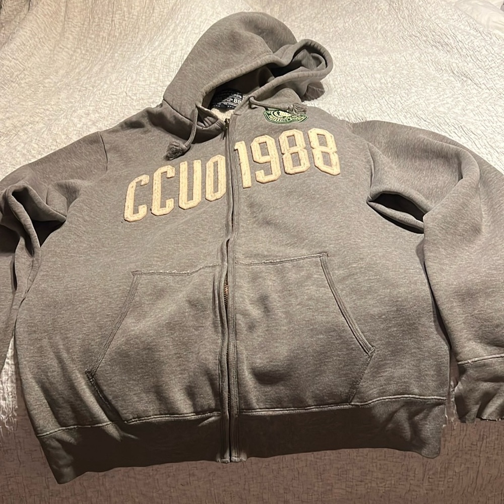Vintage distressed Campus Crew hoodie size Large